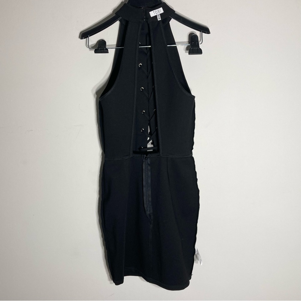 TOBI | Black Lace Up Halter Neck Dress - Picture 8 of 15